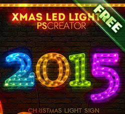 PS动作/笔刷/图案：Christmas LED Light Rope Photoshop Action